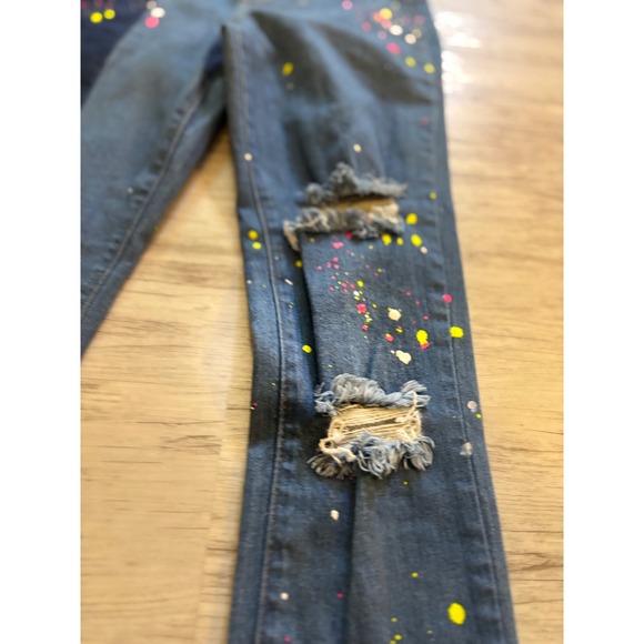 Rockstar‎ Original Distressed Paint Splatter Jeans Size 3 Patchwork Denim - Picture 10 of 10